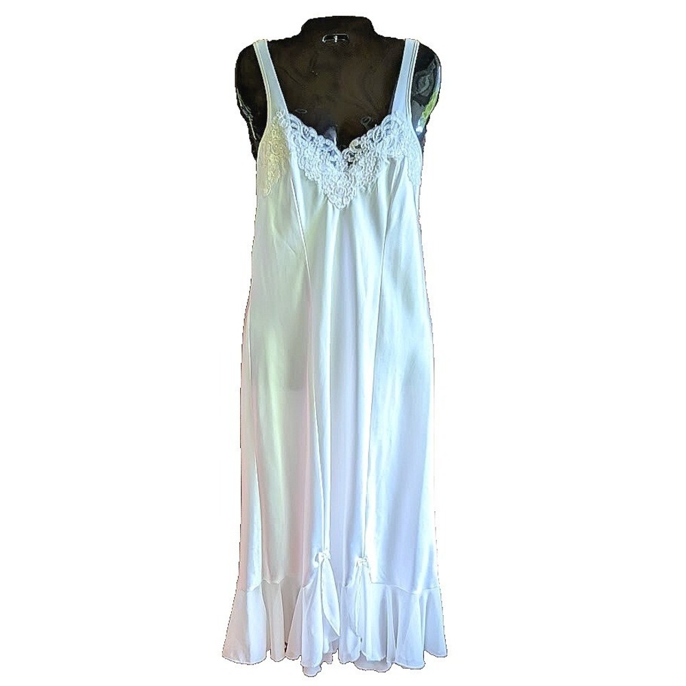 Linea Donatella M Satin Nightgown Wedding Sequin Lace Bead Bow Coquette Romantic